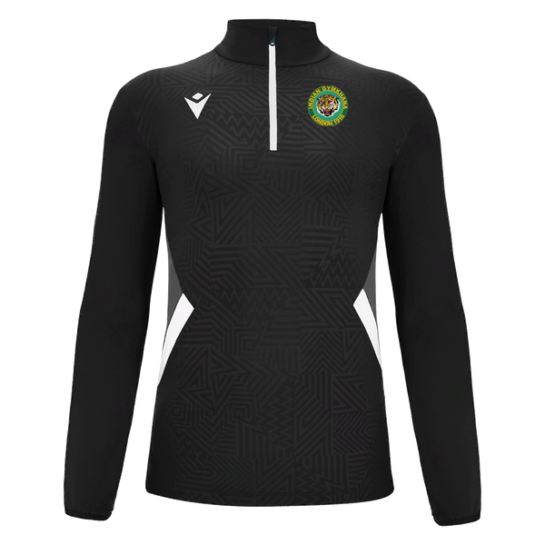 Indian Gymkhana London - FRASER 1/4 ZIP TOP BLK/WHT