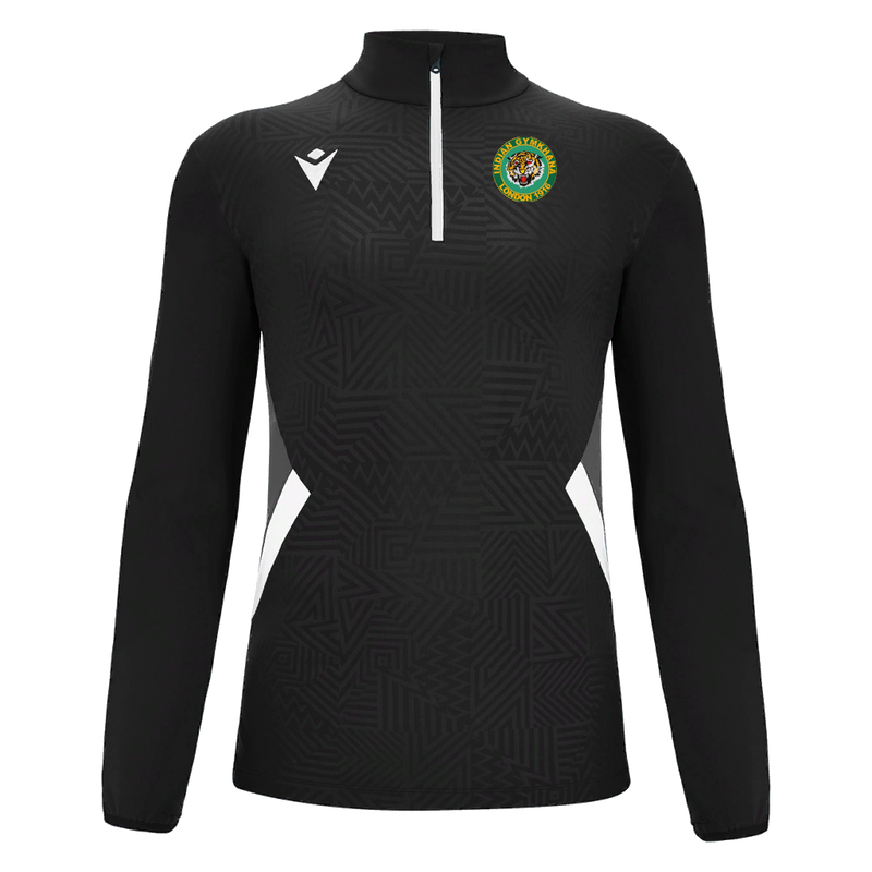 Indian Gymkhana London - FRASER 1/4 ZIP TOP BLK/WHT